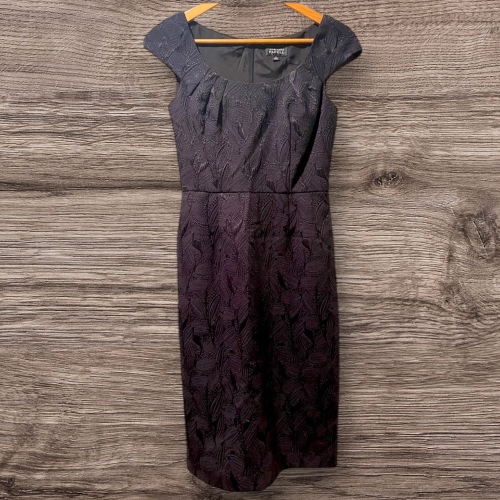 Adrianna Papell Jacquard Cap Sleeve Sheath Dress, Black, Size 4, EUC - Picture 2 of 11